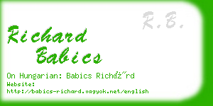 richard babics business card